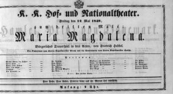 Theaterzettel (Oper und Burgtheater in Wien) 18480512 Seite: 1