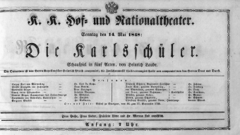 Theaterzettel (Oper und Burgtheater in Wien) 18480514 Seite: 1