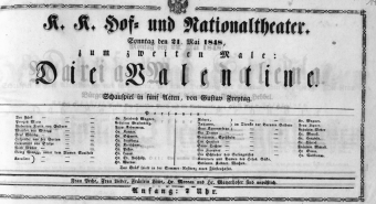 Theaterzettel (Oper und Burgtheater in Wien) 18480521 Seite: 1