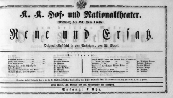 Theaterzettel (Oper und Burgtheater in Wien) 18480524 Seite: 1