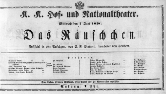 Theaterzettel (Oper und Burgtheater in Wien) 18480607 Seite: 1