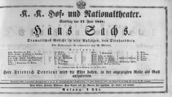 Theaterzettel (Oper und Burgtheater in Wien) 18480617 Seite: 1