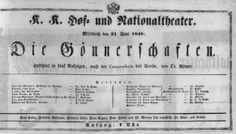 Theaterzettel (Oper und Burgtheater in Wien) 18480621 Seite: 1