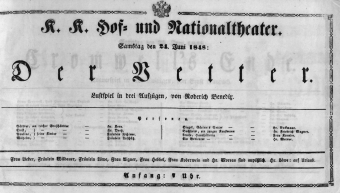 Theaterzettel (Oper und Burgtheater in Wien) 18480624 Seite: 1