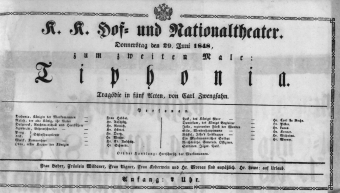 Theaterzettel (Oper und Burgtheater in Wien) 18480629 Seite: 1
