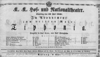 Theaterzettel (Oper und Burgtheater in Wien) 18480722 Seite: 1