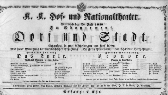 Theaterzettel (Oper und Burgtheater in Wien) 18480726 Seite: 1