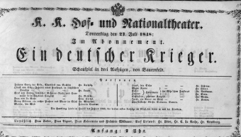 Theaterzettel (Oper und Burgtheater in Wien) 18480727 Seite: 1
