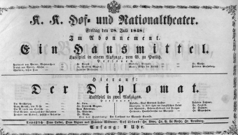 Theaterzettel (Oper und Burgtheater in Wien) 18480728 Seite: 1