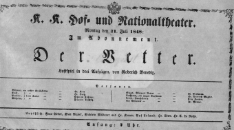 Theaterzettel (Oper und Burgtheater in Wien) 18480731 Seite: 1
