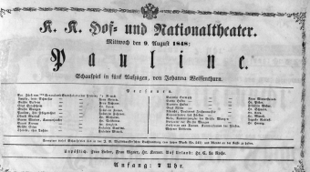 Theaterzettel (Oper und Burgtheater in Wien) 18480809 Seite: 1