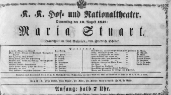 Theaterzettel (Oper und Burgtheater in Wien) 18480810 Seite: 1
