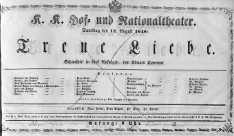 Theaterzettel (Oper und Burgtheater in Wien) 18480812 Seite: 1