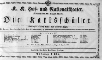 Theaterzettel (Oper und Burgtheater in Wien) 18480816 Seite: 1