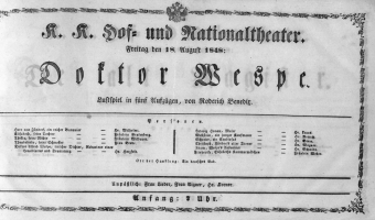 Theaterzettel (Oper und Burgtheater in Wien) 18480818 Seite: 1