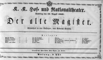Theaterzettel (Oper und Burgtheater in Wien) 18480819 Seite: 1
