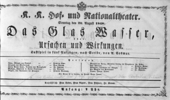 Theaterzettel (Oper und Burgtheater in Wien) 18480820 Seite: 1