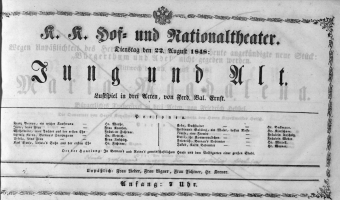 Theaterzettel (Oper und Burgtheater in Wien) 18480822 Seite: 1