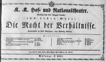 Theaterzettel (Oper und Burgtheater in Wien) 18480825 Seite: 1