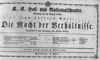 Theaterzettel (Oper und Burgtheater in Wien) 18480830 Seite: 1