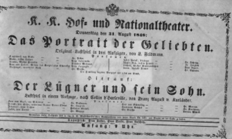 Theaterzettel (Oper und Burgtheater in Wien) 18480831 Seite: 1