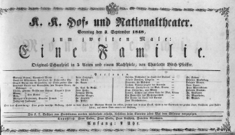 Theaterzettel (Oper und Burgtheater in Wien) 18480903 Seite: 1