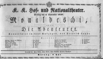 Theaterzettel (Oper und Burgtheater in Wien) 18480904 Seite: 1
