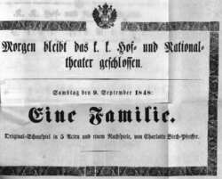 Theaterzettel (Oper und Burgtheater in Wien) 18480909 Seite: 1