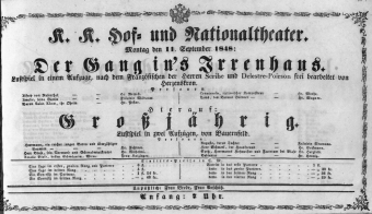 Theaterzettel (Oper und Burgtheater in Wien) 18480911 Seite: 1