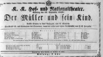Theaterzettel (Oper und Burgtheater in Wien) 18480917 Seite: 1