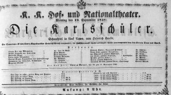Theaterzettel (Oper und Burgtheater in Wien) 18480918 Seite: 1