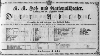 Theaterzettel (Oper und Burgtheater in Wien) 18480926 Seite: 1