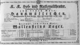 Theaterzettel (Oper und Burgtheater in Wien) 18480928 Seite: 1