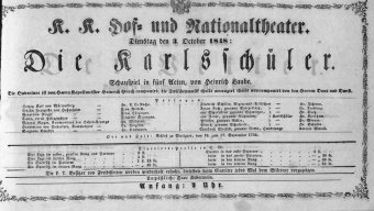 Theaterzettel (Oper und Burgtheater in Wien) 18481003 Seite: 1