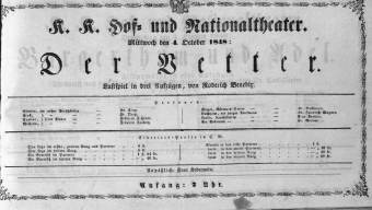 Theaterzettel (Oper und Burgtheater in Wien) 18481004 Seite: 1