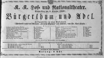 Theaterzettel (Oper und Burgtheater in Wien) 18481005 Seite: 1