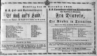 Theaterzettel (Oper und Burgtheater in Wien) 18481118 Seite: 1