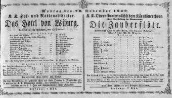 Theaterzettel (Oper und Burgtheater in Wien) 18481120 Seite: 1