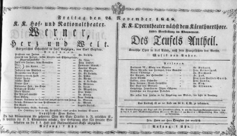 Theaterzettel (Oper und Burgtheater in Wien) 18481124 Seite: 1