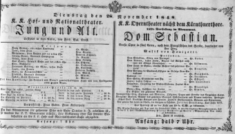 Theaterzettel (Oper und Burgtheater in Wien) 18481128 Seite: 1