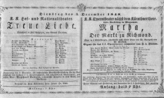 Theaterzettel (Oper und Burgtheater in Wien) 18481205 Seite: 1