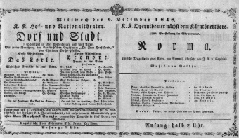 Theaterzettel (Oper und Burgtheater in Wien) 18481206 Seite: 1