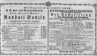 Theaterzettel (Oper und Burgtheater in Wien) 18481208 Seite: 1