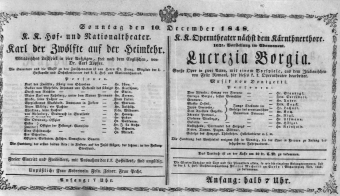 Theaterzettel (Oper und Burgtheater in Wien) 18481210 Seite: 1