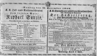Theaterzettel (Oper und Burgtheater in Wien) 18481211 Seite: 1
