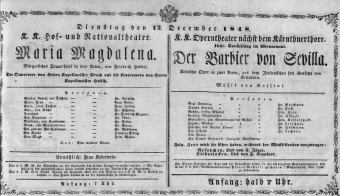 Theaterzettel (Oper und Burgtheater in Wien) 18481212 Seite: 1