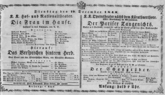 Theaterzettel (Oper und Burgtheater in Wien) 18481219 Seite: 1