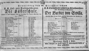 Theaterzettel (Oper und Burgtheater in Wien) 18481221 Seite: 1