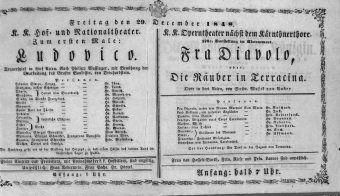 Theaterzettel (Oper und Burgtheater in Wien) 18481229 Seite: 1