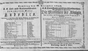 Theaterzettel (Oper und Burgtheater in Wien) 18481230 Seite: 1